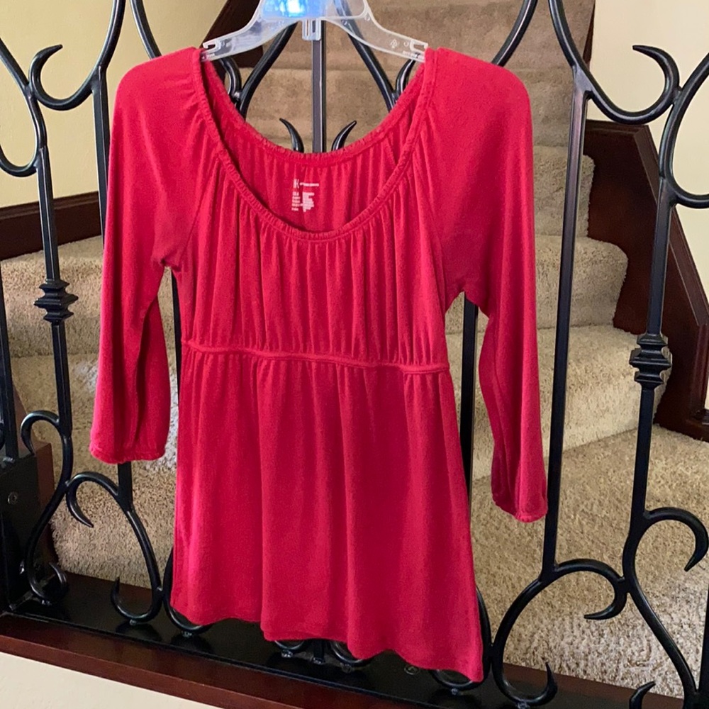 INC red empire waist sweater top